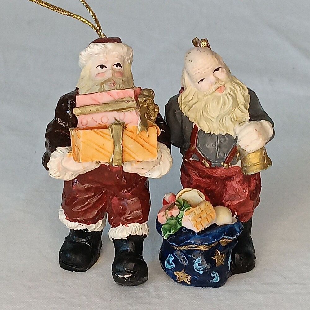Rustic Santa Ornaments Art Mart Gifts Small Resin Traditional Holiday Decoration